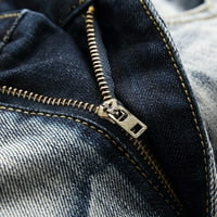 Muške jeance hlače Ispiši džepni gumb Isprane kombinezone vanjske pantalone kruti struk mršave hlače