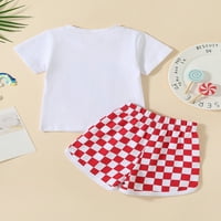 4. jula Toddler Baby Boys Pisma za odjeću Print kratkih rukava kratkih rukava kratke hlače Postavite ljetne odjeće