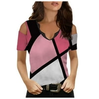 Ženske košulje Ženska modna ležerna temperamenta V-izrez Labavi nepravilni geometrijski print majica