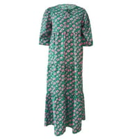 Ženski ljetni casual modni geometrijski izrez izrez čipke mjehurići srednji rukavi ruffle šivanje velike