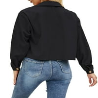 Hait Ladies Corduroy gumb dolje kardigan prednji džepovi od čvrste boje jakna Aktivna majica s dugim