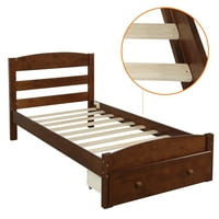 Platforma Twin krevet za krevet sa skladišnim ladicama i drvenim škriljevcem Podrška, nije potreban BO Spring, orah