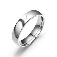 Yueulianxi Nakit Jednostavna pola breskve u obliku od nehrđajućeg čelika u obliku srca, titanijum čelik Veličina prstena 13