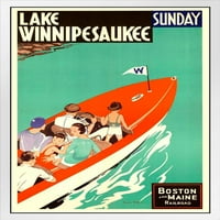 Jezero Winnipesaukee nedjelja Boston i Maine Railroad New Hampshire Vintage Travel Poster New England