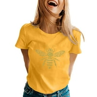 Cleance! Tofotl ljetne majice kratkih rukava za žene modne pčele Ispis pada trendy casual vrhovi okrugli