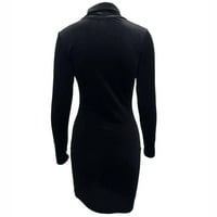 Žene Ležerne haljine Radne haljine Turtleneck Dugi rukavi Solid Boja za širenje mini haljine crne s