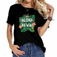Aloha Hawaii Hawaiian Island State Flamingo Palm Udobna majica kratka rukava za žene sa jedinstvenim