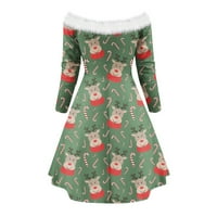 Kayannuo Božićna haljina za ženu Božićni print cvjetni klirens dugih rukava za žene haljina s dugim