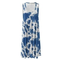FINELYLOVE Sun Haljine plaže Maxi haljina haljina haljina s dugim rukavima otisnuta plava m