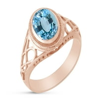 Simulirani akvamarinski prsten keltskog dama u 14K ružin pozlaćeni nakit za srebrni nakit za dame, veličine