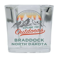Braddock North Dakota Istražite otvoreni suvenir Square Square Base alkohol Staklo 4-pakovanje