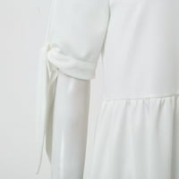 Ljetne haljine Maxi V izrez kratkih rukava maxi haljina plus veličina bijela s