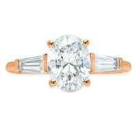 2. CT ovalni rez originalni kultivirani dijamant VS1-VS I-J 18K Rose Gold Tro-Stone Obećaj Vjenčanje Izvještaj o vjenčanju Angažovanje dizajnerskog prstena W Crystal boine kamenje veličine 11