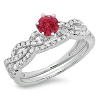 DazzlingRock kolekcija 14k okrugli rubin i bijeli dijamantski ženski bridalni vrtni vrtni prsten za angažman, bijelo zlato, veličina 5.5