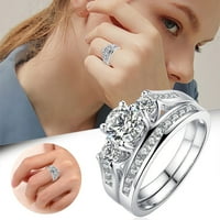 Miyuaadkai Prstengs Ladies Diamond Set Ring Europska i američka popularni prsten od nehrđajućeg čelika
