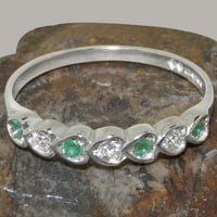 British napravio 18k bijelo zlatni kubični cirkonijski i pravi prirodni smaragdni ženski vječni prsten