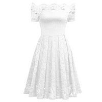 Beeyaso žene s kratkim rukavima s kratkim rukavima za žene A-line čipke casual labave haljine bijele 2xl