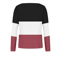 Ženski vršak V-izrez dukserice Cleanshirt Comfy Trendy Casual Bolock blok pulover dugih rukava za vino