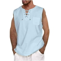Muški pamučni platneni rezervoar Top košulje Ležerne prilike bez rukava na plaži Hipi majica Majica sa čvrstim renesansnim tučima