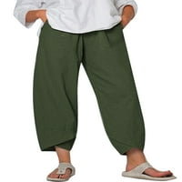 Rteyno žene devete hlače, pune boje srednjeg struka labave pantalone