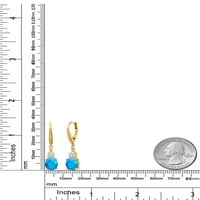 Gem Stone King 18K žuti pozlaćeni srebrni plavi Opal i bijeli moissanitni naušnice za žene sa laboratorijom uzgojenog dijamanta