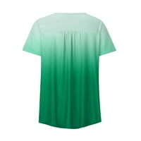 Zhizaihu Žene V izrez Bluze Gradient Color Print Short Mašine s kratkim rukavima Bluze Clear Green XL