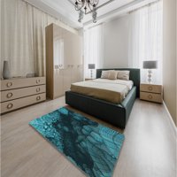 Ahgly Stroj za upotrebu u zatvorenom kvadratu Transitional Deep Teal Green Dielges Prostirke, 3 'kvadrat