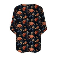 Majice za žene Trendy rukave Ljeto labave fit košulje Bluze Crew vrat Print Top bluza Ženske majice