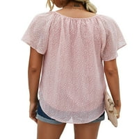 Bluze za žene cvjetni print v izrez ruffle majice kratkih rukava Ležerne prilike ljetnih vrhova