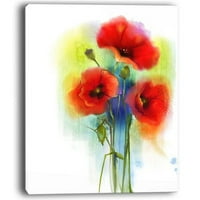 Dizajn umjetnička gomila svijetle crvene makove cvijeće Veliki cvijet paiting print na zamotanom platnu