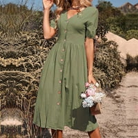 Levmjia Ženska ljetna haljina plus veličina zazor ženska ljetna moda V-izrez kratki rukav solod Dugme Casual haljina