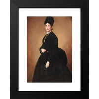 Angelo Inganni Crni moderni uokvireni muzej Art Print pod nazivom - Portret dame