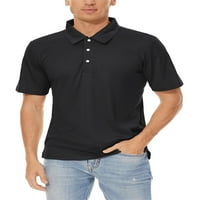Muška polo majica s kratkim rukavima vlaga Wicking casual tenis 3-gumb vrhovi ljetna ljetna majica crne