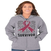 Preživjeli rak dojke ružičasta vrpca Zip Hoodie dukserice Žene Brisco Brands X