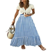 Žene Ljeto Bohemian Suknje Ruffled Hem Geometrijski tisak Elastična velika struka A-line suknje za plaže