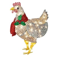 Pudcoco božićno ukrasno svjetlo svjetlo piletina sa ukrasnim ukrasom na otvorenom na otvorenom