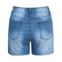 Nečuvane ženske dizajnerske hlače elastičnost kratkim srednjim traper plavim hlača Jeans struk klasične