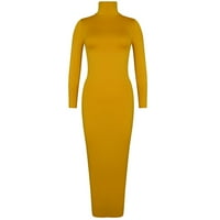 Ženske haljine Maxi omota dugih rukava Ležerne prilike za posadu Ljeto od pune haljine žuti 4xl