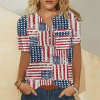 Ženski vrhovi Ženska bluza s kratkim rukavima Labavi grafički otisci Summer Henley majice Multicolor