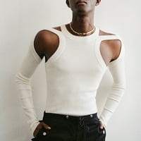 Muški pleteni mišićni fitnes prsluk za mišiće na vrhu Slim Fit Party Clubweard Majice White-L m