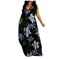 Ljetne haljine za žene kratki rukavsak traka uzorka V-izrez Maxi Backless Loop Fit Y2K moda Elegantni