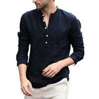 Muške košulje vrhovi Vintage majice Duga čvrsta bluza Posteljina retro boja rukave s rukavima