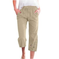 BDFZL Ženske hlače za čišćenje trendova Žene povremene ispisa elastične hlače Ravne široke noge pantalone