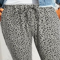 Asvivid ženski leopard print sportski lounge hlače nacrtavanje elastičnih struka dukseva casual pantalone sa džepovima