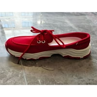 Ženske tenisice Neklizne natopljene navlake Udobne cipele Ženske cipele Lightweight Walking Cipele Ženske čipke Up Slip-Ons Red 7.5