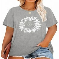 Majice suncokreta Anbech za ženske plus veličine kratkih rukava majica Grafički grafički preveliki cvjetovi