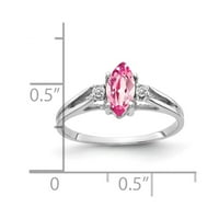 Čvrsta 14k bijelo zlato 8x markize ružičasta turmalina Oktobarsko dijamantsko angažman prsten veličine