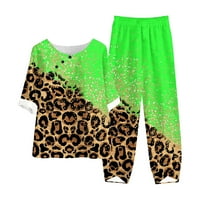 Iuhan Outfits za Žene Ljeto majica kratkih rukava i duge pantalone setovi labavi fit Comfy tiskani salon