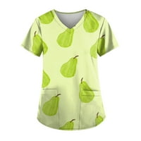 Vrhovi za ženske bluze s vratnim bluzom s kratkim rukavima Green XL