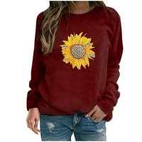Ženski ležerne dukseve Jumper Tops Ladies Sunflower Print Duks bluza Tee Casual Plus size Slim tunika Fall majica